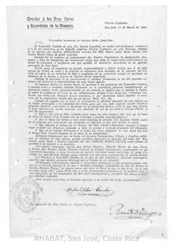 Circulares de Rafael Otón Castro Jiménez, Vicario Capitular de la Diócesis de San José