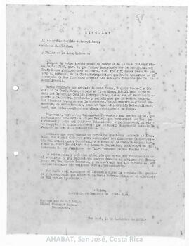 Circulares de Monseñor Rubén Odio Herrera, III Arzobispo de San José (1952-1954)