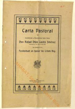 Carta pastoral de Rafael Otón Castro, I arzobispo de San José, con motivo de la festividad en honor de Cristo Rey