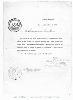 Circulares de Juan Rafael Mata, Gobierno eclesiástico de la Diócesis de San José (1880-1884)
