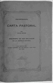 Decimoquinta carta pastoral de José Alfonso Belloso Sánchez, arzobispo de San Salvador, con motivo del temporal de 6 y 7 de junio de 1934