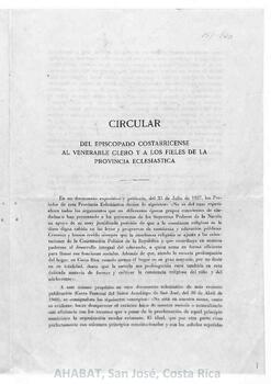 Circulares colectivas del episcopado costarricense (1940-1949)