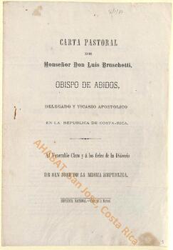 Carta pastoral de Luis Bruschetti, vicario apostólico de la Diócesis de San José, al iniciar su gobierno diocesano
