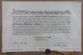 Bula de Juan XXIII comunicando a los obispos sufragáneos de la Provincia Eclesiástica de Costa Rica el nombramiento de Mons. Rodríguez como arzobispo de San José