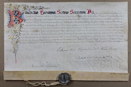 Bula de Benedicto XV comunicando a Monseñor Rafael Otón Castro el nombramiento de Antonio Monestel como obispo de Alajuela