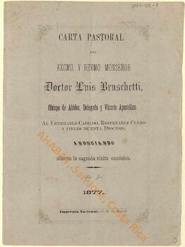 Carta pastoral de Luis Bruschetti, vicario apostólico de la Diócesis de San José, anunciando la apertura de la visita canónica