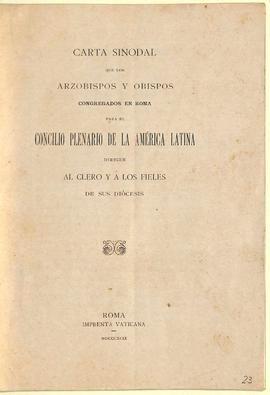 Carta Sinodal de los obispos y arzobispos del Concilio Plenario de América Latina