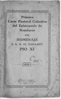 Primera carta colectiva del episcopado de Honduras en homenaje al papa-rey Pío XI