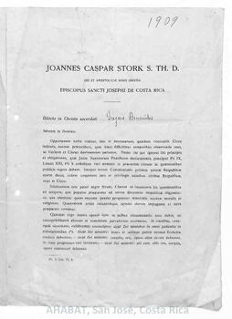 Circulares de Monseñor Juan Gaspar Stork Werth, III Obispo de San José  (1909-1915)