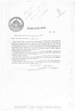 Circulares de Vicente Herrera, Curia Eclesiástica de San José (1862-1870)