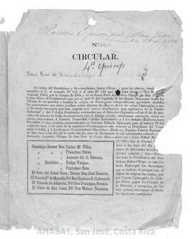 Circulares de José Zamora, Vicario General de la Diócesis de San José