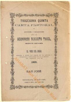 Trigésima quinta carta pastoral de Bernardo Augusto Thiel, II obispo de San José, al inicio de la Cuaresma de 1895