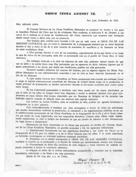 Circular del Consejo Nacional de Obras Pontificias Misionales
