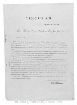 Circulares de Luis Hidalgo, Gobierno Eclesiástico de la Diócesis de San José
