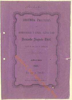 Segunda carta pastoral de Bernardo Augusto Thiel, II obispo de San José, sobre sobre las amenazas a la religión